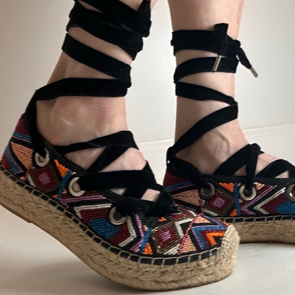Ash beaded Espadrilles with velvet ties